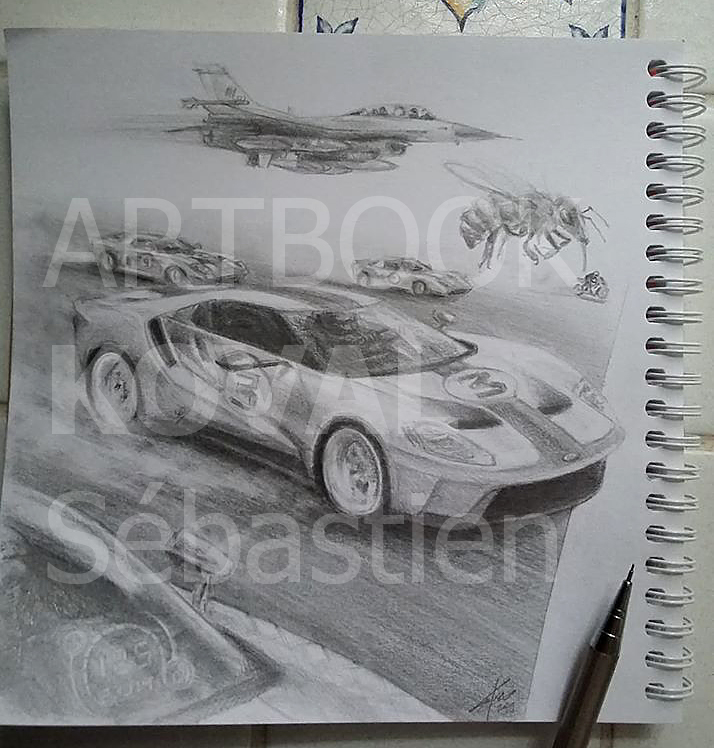 Ford GT F16 guepe course dessign dessin ARTBOOK KOVAL Sébastien artiste