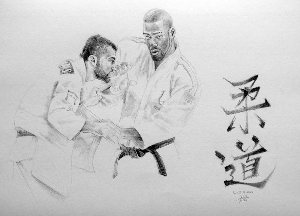 JUDO Riner vs Illiadis technique judoenlignes.com dessign dessin ARTBOOK KOVAL Sébastien artiste