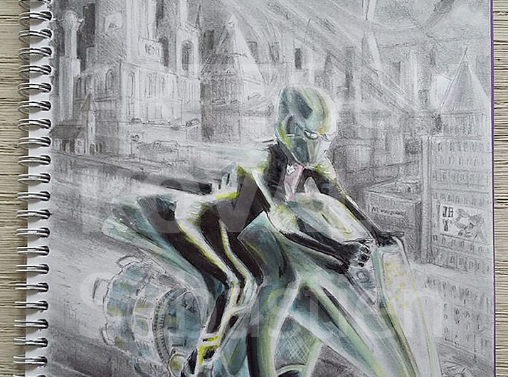 motard science fiction dessign.fr dessin ARTBOOK KOVAL Sébastien