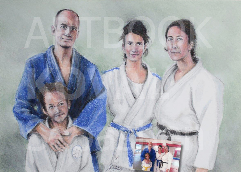 famille de Judoka portrait judoenlignes.com dessign.fr dessin ARTBOOK KOVAL Sébastien
