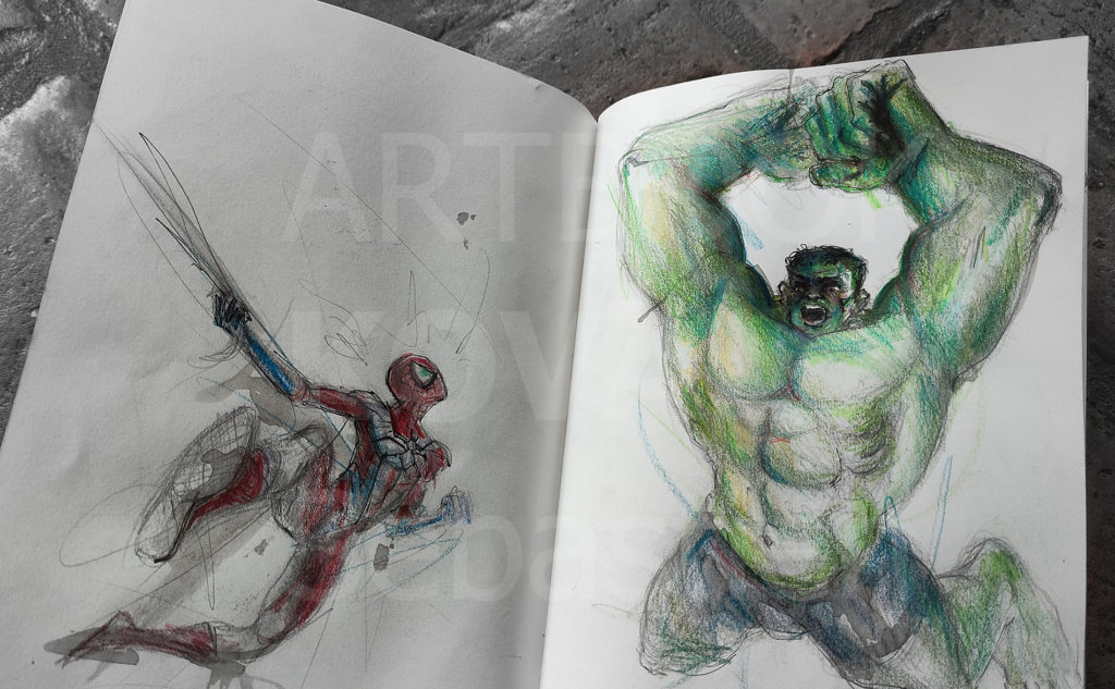 Spiderman Hulk dessign.fr dessin ARTBOOK KOVAL Sébastien