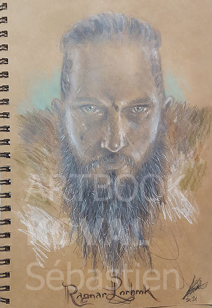 portrait Ragnar Lodbrok Vikings dessign.fr dessin ARTBOOK KOVAL Sébastien