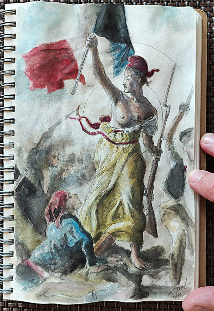 liberte guidant le peuple de Delacroix ruban rose cancer du seindessign.fr dessin ARTBOOK KOVAL Sébastien