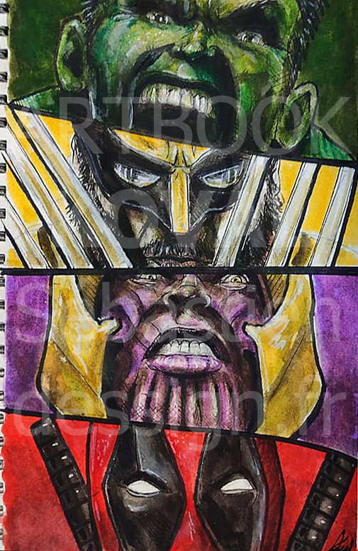 Hulk Wolverine Thanos Deadpool dessign.fr dessin ARTBOOK KOVAL Sébastien